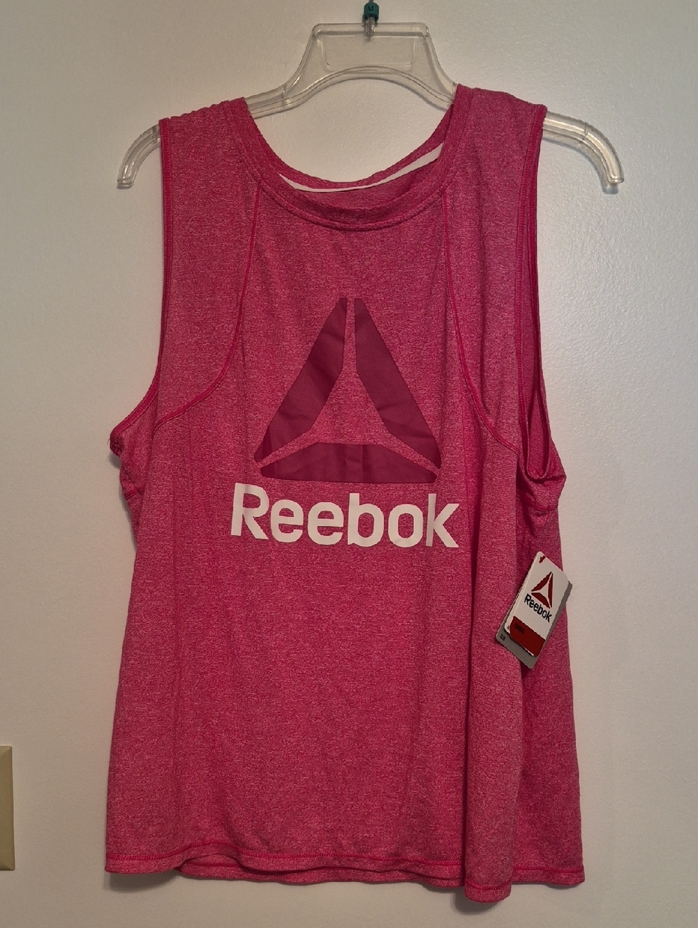 NWT Reebok Women's Bright Pink Logo Muscle Tank Sz XL